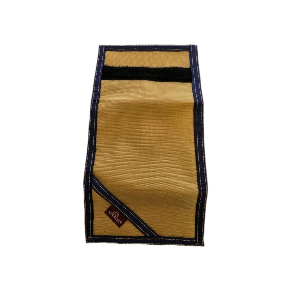 Vintage Jordache Tan & Blue Tri-Fold Nylon Wallet With Hook & Loop‎ Closure